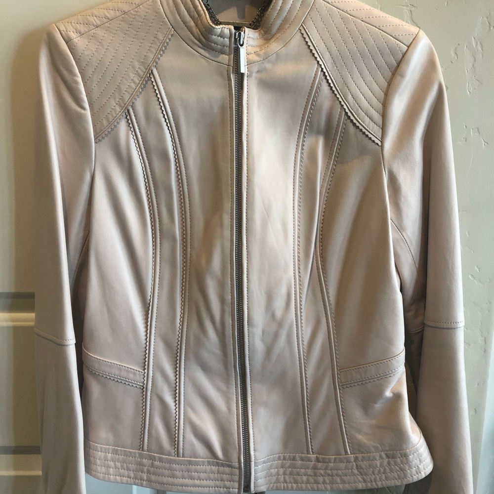 GILI leather jacket with seaming detail